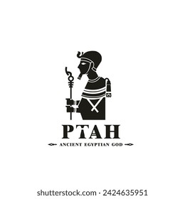 Ancient egyptian god ptah silhouette, middle east god Logo