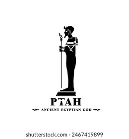 Ancient egyptian god ptah silhouette, middle east god Logo