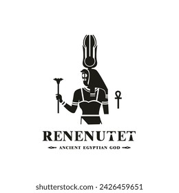 Ancient egyptian god renenutet silhouette, middle east god Logo	