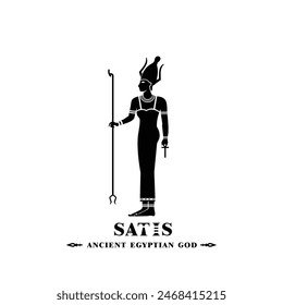 Ancient egyptian god satis silhouette, middle east god Logo