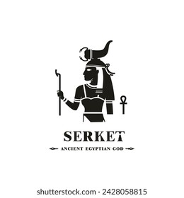 Ancient egyptian god serket silhouette, middle east god Logo	