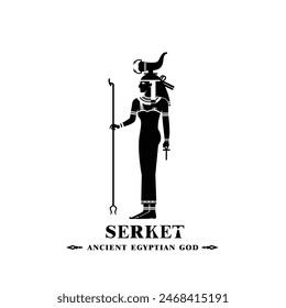 Ancient egyptian god serket silhouette, middle east god Logo