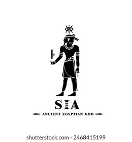 Ancient egyptian god sia silhouette, middle east god Logo