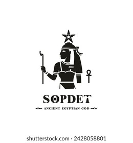 Ancient egyptian god sopdet silhouette, middle east god Logo	