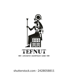 Ancient egyptian god tefnut silhouette, middle east god Logo	