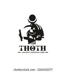 Ancient egyptian god thoth silhouette. king of middle east wisdom with crown and scepter , middle east god Logo design
