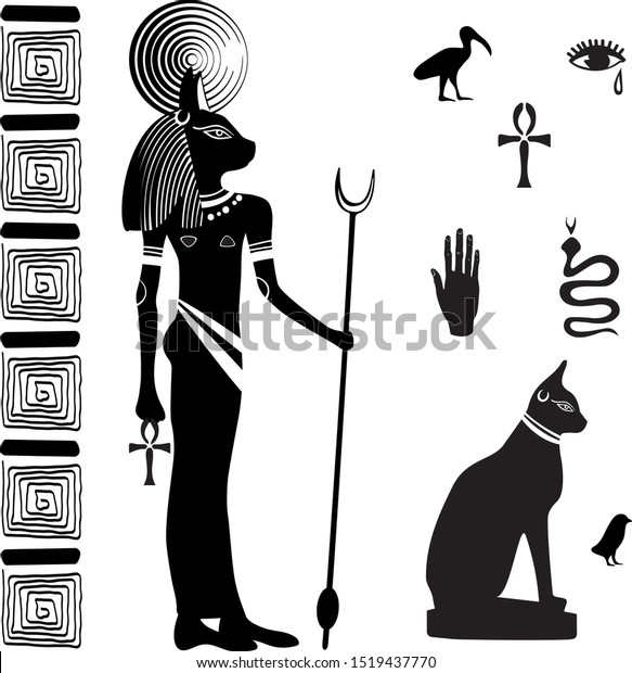 Ancient Egyptian Goddess Bastet Cats Head Stock Vector Royalty Free 1519437770