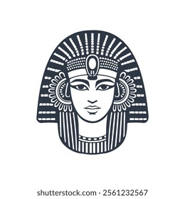 Ancient Egyptian goddess Cleopatra. Ruler of Ancient Egypt. Monochrome illustration.