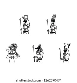 Ancient Egyptian Gods vector icons