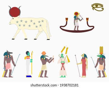 Ancient Egyptian Gods Vector Illustration