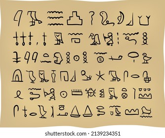 Ancient Egyptian hieroglyphic character illustration set