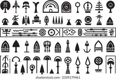 Ancient Egyptian hieroglyphics and symbols