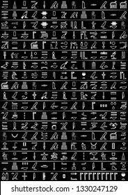 Ancient Egyptian hieroglyphics. Vector illustration that can be used for wallpaper and background.Hieroglyphs character set 1.