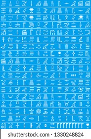 Ancient Egyptian hieroglyphics. Vector illustration that can be used for wallpaper and background.Hieroglyphs character set 2.