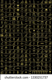 Ancient Egyptian hieroglyphics. Vector illustration that can be used for wallpaper and background.Hieroglyphs character set 7.