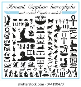 Ancient Egyptian hieroglyphs and symbols