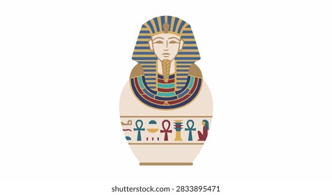 Ancient Egyptian Human Head Canopic Funerary Jar
