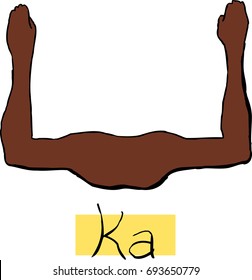 Ancient Egyptian Ka symbol with arms up as a symbol for immortality of the gods