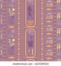 Ancient egyptian motifs seamless pattern. Ethnic hieroglyph symbols origami. Repeating ethnical fashion graphic design for wrapping paper.