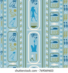 Ancient egyptian motifs seamless pattern. Ethnic hieroglyph symbols origami. Repeating ethnical fashion vector for wallpaper.