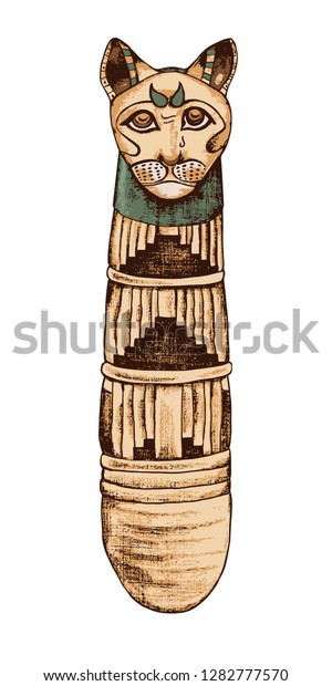 Ancient Egyptian Mummy Cat Mummified Cat 스톡 벡터(로열티 프리) 1282777570 ...
