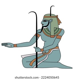 Ancient Egyptian Nile god Hapi. Isolated vector illustration.