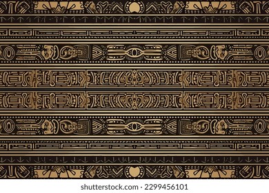 Ancient Egyptian Ornament Tribal Pattern. Abstract seamless traditional folk graphic line. Ornate elegant luxury vintage retro modern minimal for texture textile fabric backdrop background wallpaper.