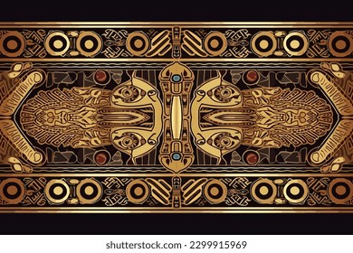 Ancient Egyptian Ornament Tribal Pattern. Abstract seamless traditional folk graphic line. Ornate elegant luxury vintage retro modern minimal for texture textile fabric backdrop background wallpaper.
