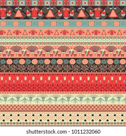 Ancient Egyptian ornament Tribal seamless vector pattern. can be used for cloth, jackets,  invitation, flyers, bags, notebooks, cards, envelopes, pads, blankets, furniture, packing