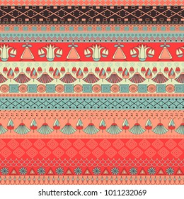 Ancient Egyptian ornament Tribal seamless vector pattern. can be used for cloth, jackets,  invitation, flyers, bags, notebooks, cards, envelopes, pads, blankets, furniture, packing
