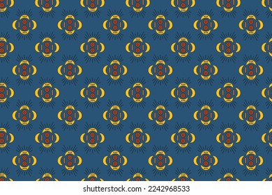 Ancient Egyptian ornament tribal seamless pattern. Religious paganistic background. It can be used for cloth, furniture or packing. Vector illustration