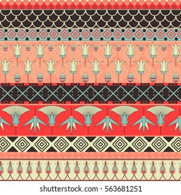 Ancient Egyptian ornament Tribal seamless pattern. It can be used for cloth, jackets, bags, notebooks, cards, envelopes, pads, blankets, furniture, packing