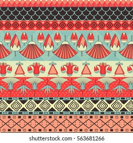 Ancient Egyptian ornament Tribal seamless pattern. It can be used for cloth, jackets, bags, notebooks, cards, envelopes, pads, blankets, furniture, packing