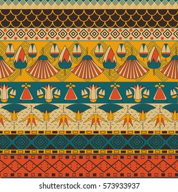 Ancient Egyptian ornament Tribal seamless pattern. Can be used for cloth, jackets, invitation, flyers, bags, notebooks, cards, envelopes, pads, blankets, furniture, packing,