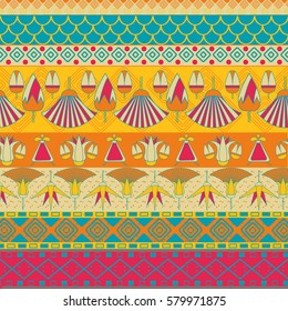 Ancient Egyptian ornament Tribal seamless pattern. Can be used for cloth, jackets, invitation, flyers, bags, notebooks, cards, envelopes, pads, blankets, furniture, packing,
