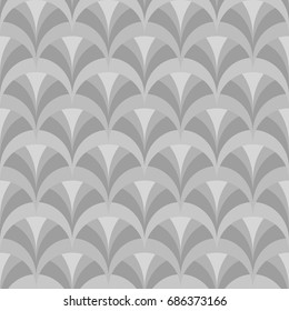 Ancient egyptian palm tree leafs tiles. Peacock motif. Arabic ornament. Japan traditional ethnic embroidery with repeated scallops. Fish scale. Repeat scallop background. Seamless pattern with scales.
