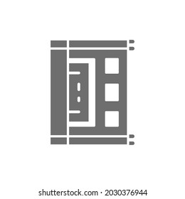 Ancient egyptian papyrus, parchment grey icon. Isolated on white background