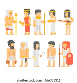 Ancient egyptian people set cartoon design illustration vector