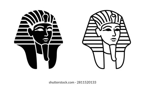 Ancient egyptian pharaoh mask depictions in black and white silhouette egypt king tut tutankhamun royal