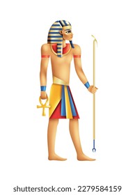 Ilustración vectorial de la caricatura del antiguo faraón egipcio tutankhamun