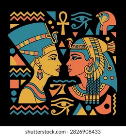 Ancient Egyptian pharaohs vector illustration art