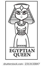 Ancient Egyptian pharaonic Cute Queen cartoon character Illustration vector art