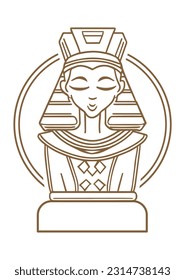 Ancient Egyptian pharaonic Queen character drawing vector art design statue illustration line art ready for coloring.