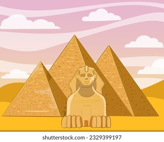 ancient egyptian and pyramids cartoon vector 