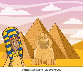 ancient egyptian and pyramids cartoon vector 