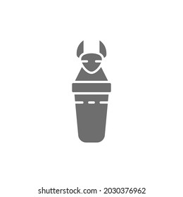 Ancient egyptian sarcophagus, Canopic jars grey icon.