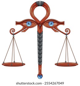 Ancient Egyptian Scales of the Judgement of Osiris. Egyptian Scales with Eyes of Horus