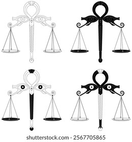 Ancient Egyptian Scales of the Judgement of Osiris. Egyptian Scales with Eyes of Horus