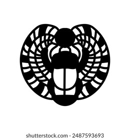 Ancient Egyptian Scarab Glyph Icon, Vector illustration