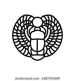 Ancient Egyptian Scarab Outline Icon, Vector illustration